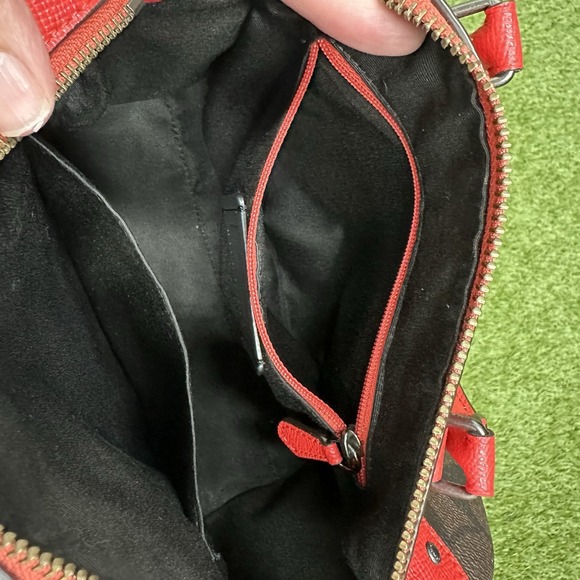 Coach Canvas Mini Bennett Brown Rose Floral Red - Picture 10 of 12